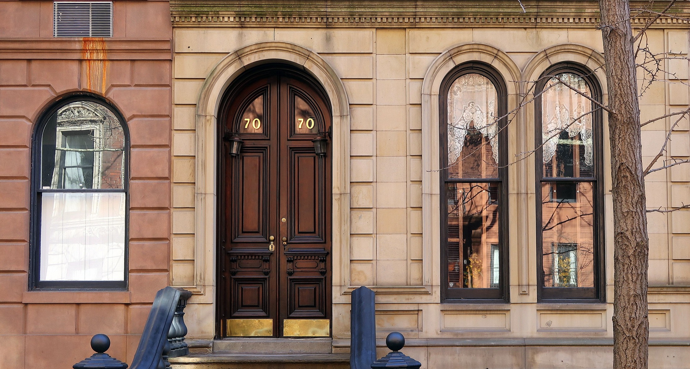 Brownstone front door in Greenwich Village